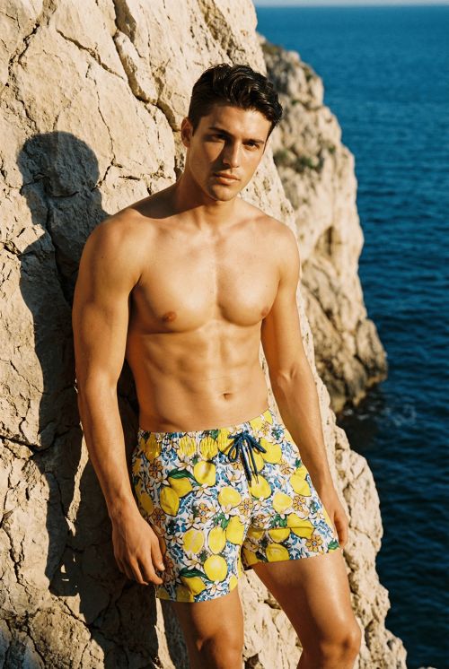 Ανδρικό μαγιό σορτς με print capri lemons!