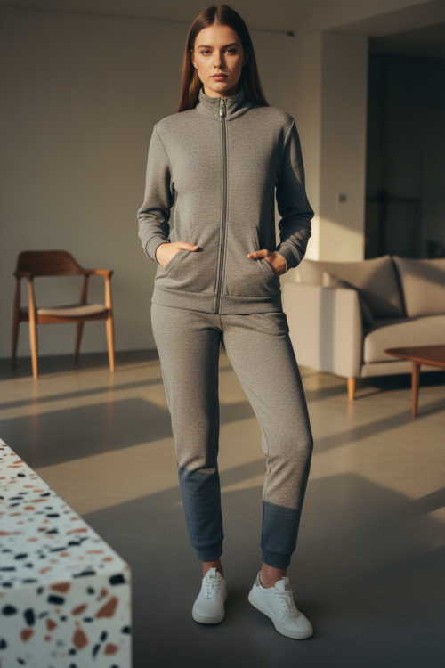 Φόρμα σε ελαστικό βαμβακερό ύφασμα με φερμουάρ