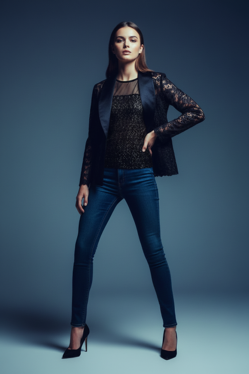 Μπλούζα δαντέλα με τούλι