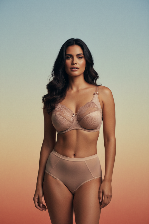 Σουτιέν με ελαστική δαντέλα και ύφασμα simplex.