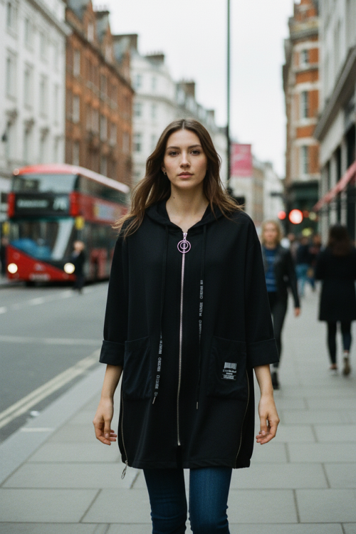 Ζακέτα με κουκούλα σε casual style. 