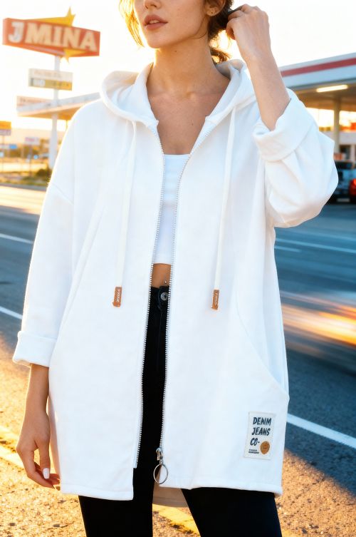 Ζακέτα oversize με κουκούλα
