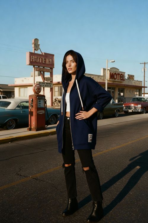 Ζακέτα oversize με κουκούλα