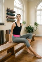 3/4 Κολάν με απαλό ελαστικό ύφασμα και πολύχρωμη μπάσκα.