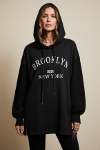 Μπλούζα oversize με δύο ύφασματα και τύπωμα