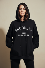 Μπλούζα oversize με δύο ύφασματα και τύπωμα